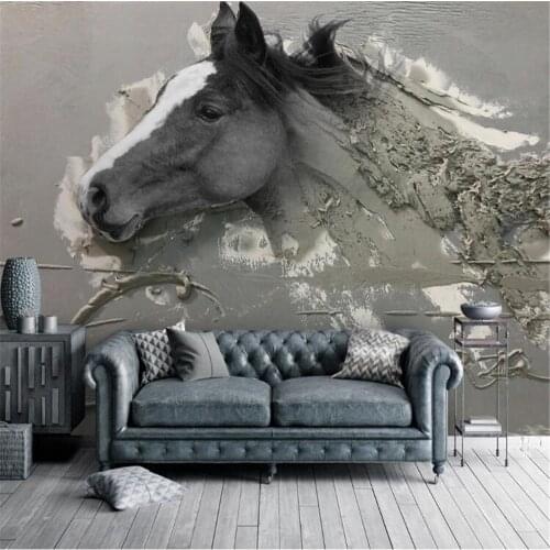 Milofi customized 3D photo mural wallpaper 3D relief abstract white horse TV background wall