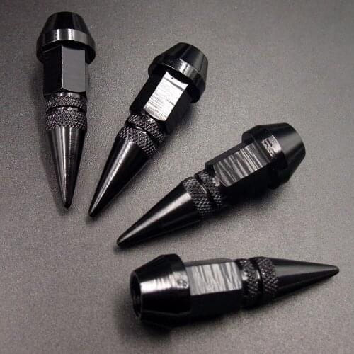 4pcs Black 45mm Universal Spiked Car Wheel Tire Valve Air Stem Dust Caps Cover Truck Auto Vehicle Motorcycle Bicycle Accessory