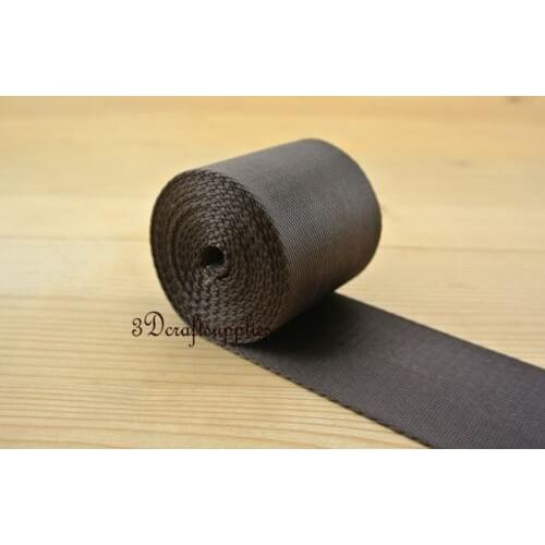 5 yards 2 inch 50mm heavy weight nylon webbing for key fob strap deep brown ZD69