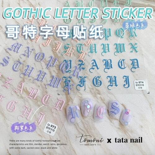 ABC Letter Decals Nail Art Stickers Roman English Font Black White Blue Purple Pink Number Tattoo DIY Design Decoration Manicure