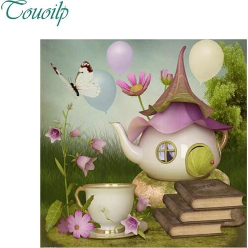 Diy Diamond Embroidery Teapot house Full Diamond Painting butterfly for the Bedroom 3d Square&Round Diamond Mosaic mural