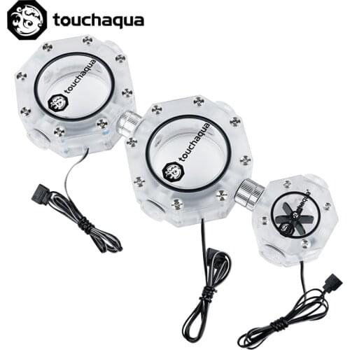 Bitspower Touchaqua Octagonal Water Tank Dual Kit Digital RGB With 2pcs Water Tank With Flower 5V Input Power,TA-WTODP-DRGB