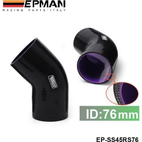 Black 4-Ply 3" 45 Degree Elbow Coupler Silicone Hose Turbo Intake 76mm For BMW f20 1 series EP-SS45RS76