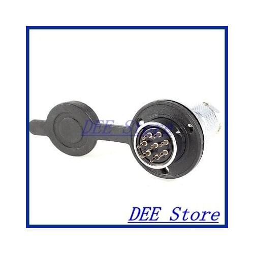 Flange Mounting GX20-8 8Pin Male 20mm Aviation Plug Connector w Plastic Cover