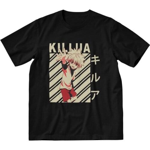 Funny Killua Zoldyck T Shirts Men Short Sleeve 100% Cotton Harajuku T-shirts Hxh Hunter X Hunter Tee Tops Fashion Tshirts Gift