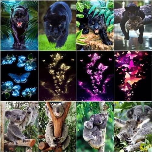 GATYZTORY Pictures By Number Animal Leopard Kits Home Decor Butterfly Koala Drawing On Canvas Handpainted Art Gift 40x50cm