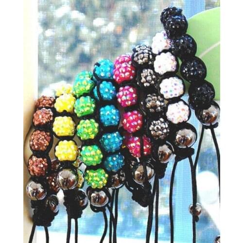 Rer3s Discount 12pcs mix color 10mm Resin crystal Bracelet Disco Ball Pave Bracelet jewelry wholesale