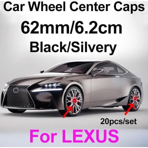 20pcs 62mm Car Styling Wheel Center Caps Wheel Hub Covers Black Silvery abs for Lexus RX GS 300 400 430 350 450 ES SC CT ES GX