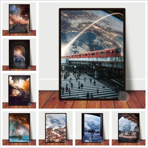 Space Station Surfing Galaxy Cross The Universe Better tomorrow Dream Poster Living Room Study Office Dorm Decor Space Fan Gift