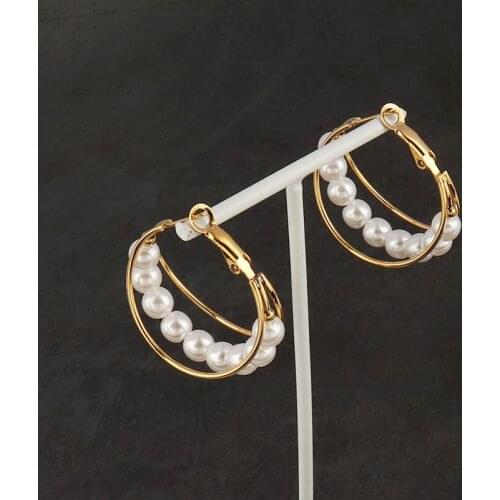 Round Circle Earring Large Hoop Earrings Peal Stainless Steel Earring Pearl Earrings Statement Earrings Brincos Korean Jewelry