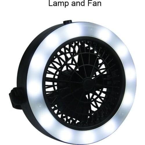 Multi Use Portable Camping LED Fan Light Tent Lamp Battery and USB Power Lantern Fans Lights with Hanging Hook