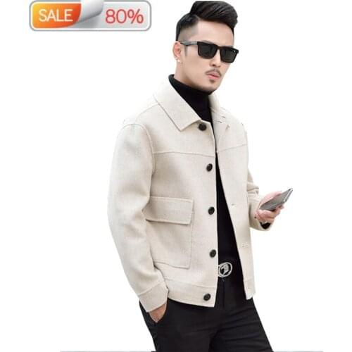 100% Coat Men Short Double-sided Wool Jacket Overcoat Korean Style Mens Coats and Jackets Casaco Masculino B21934