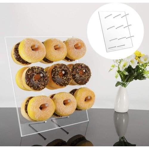 9 Pillars Acrylic Donut Wall Stand Doughnut Holder Kids Birthday Party Table Decorations Wedding Favors Mariage Party Supplies