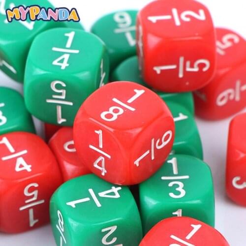 New 10 PCS/Set 16*16 Mm White Fractional Number Funny Dice Education Game Accessory
