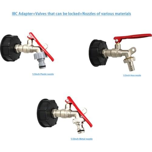 New IBC Tote Tank Food Grade Drain Adapter 1/2" Garden Hose Lockable Faucet Water Tank Hose Connector Replacement