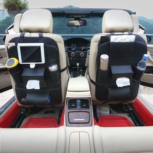New Car Seat Back Organizer Storage iPad Phone Holder Multi Pocket Leather Black 1pc/Pack