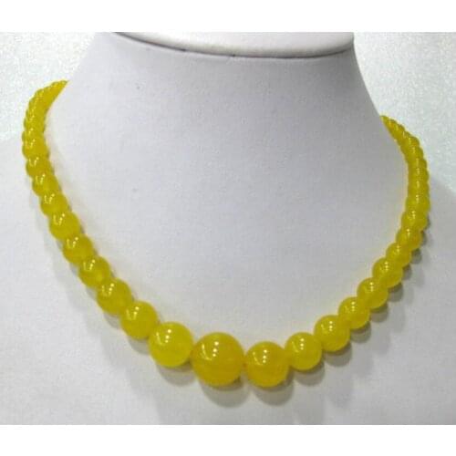 Charming 6-14mm yellow natural jade necklace