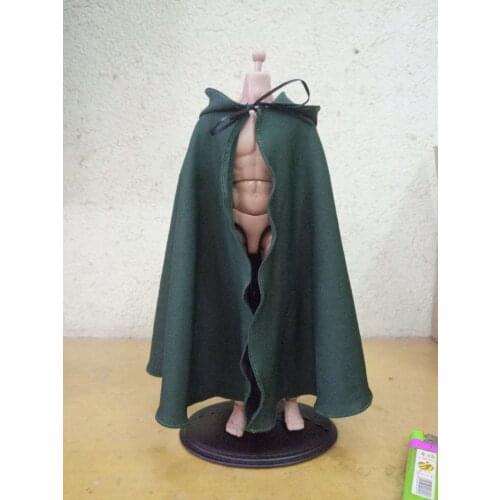 1:6 Scale Green Handmade CLoak Hooded Cape For 12" PH HT male Figure Body
