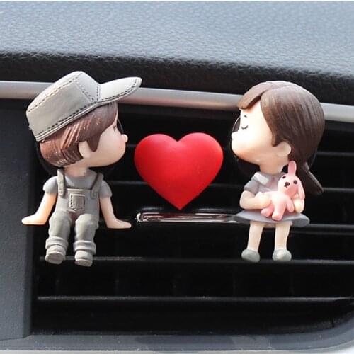 Wholesale Lovely Couple Girl Boy Car Air Vent Freshener Perfume Clip Aromas Diffuser Decoration Gifts Auto Interior New Style