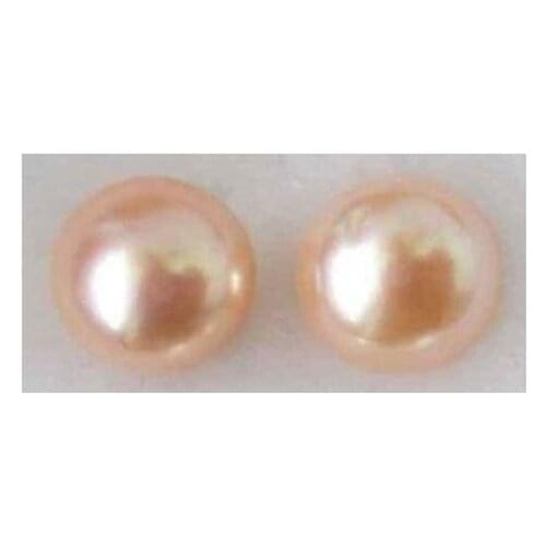 Genuine 13-14mm AAA+++ PINK south sea pearl earring 14K/20 yellow gold