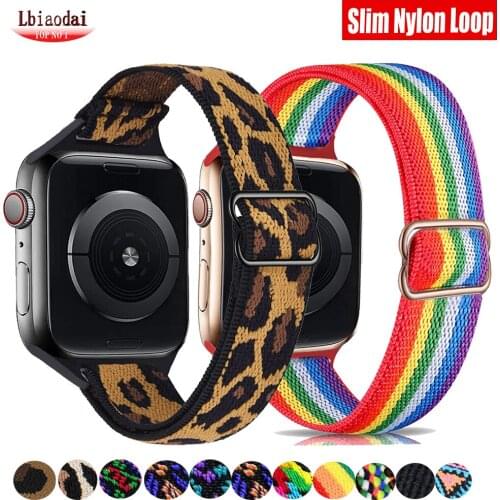 Slim Scrunchie Strap for Apple watch band 40mm 44mm 38mm 42mm Adjustable Elastic Nylon solo Loop bracelet iWatch 3 4 5 6 se band