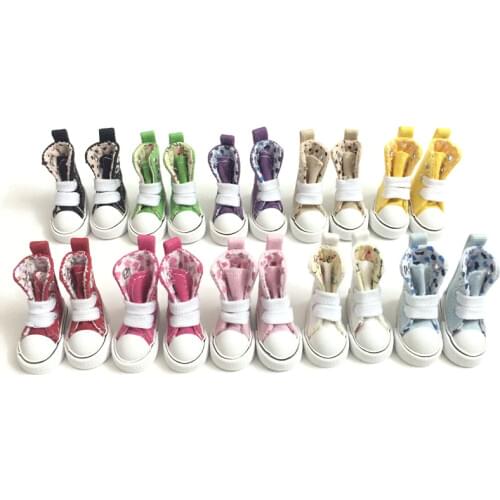 Mini Toy Boots Casual Snickers Shoes for BJD Dolls,1/8 BJD Doll Shoes Canvas Shoes 3.5 CM, Fashion Doll Accessories 12 Pair/Lot