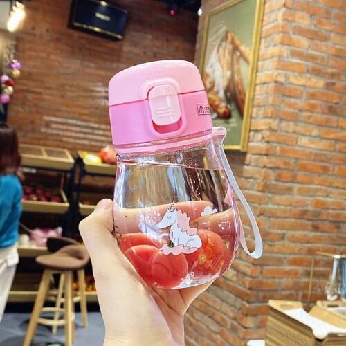 Cute 350ml Children Newborn Straw Cup with Strap Baby Feeding Learning Drinking Bottle Kids Water Sippy Cups Baby Water Bottle