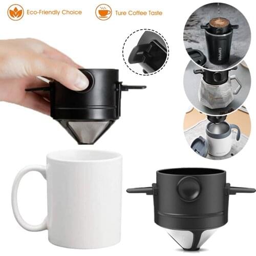 1pcs Foldable Coffee Filter Stainless Steel Drip Coffee Tea Holder Easy Clean Reusable Paperless Pour Over Coffee Dripper