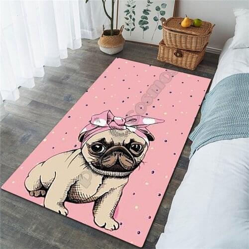 Funny Pug Area Rug 3D All Over Printed Non-slip Mat Dining Room Living Room Soft Bedroom Carpet