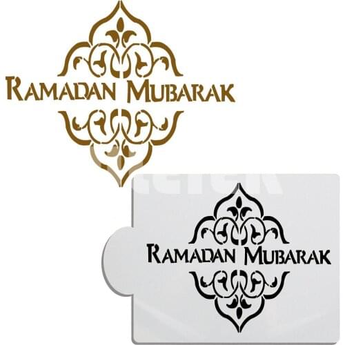 Ramadan mubarak pattern cake stencil cooking tools,plastic home kitchen Pattern Printing baking pastry cake decoration tools