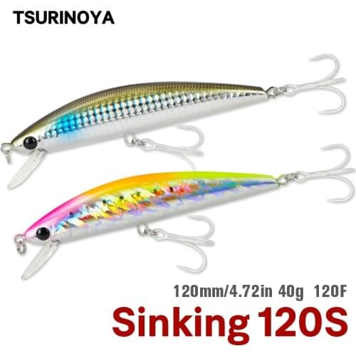 TSURINOYA NEW DW37 Minnow Fishing Lure 12cm 40g Artificial Sinking Minnow Hard Baits Saltwater 8 Colors Swimbait Wobblers