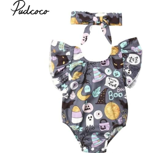 Pumpkin Toddler Newborn Infant Baby Bodysuit Sets Baby Kids Girls Boys Sleeveless Unisex Clothes Headband Outfits 2pcs Halloween