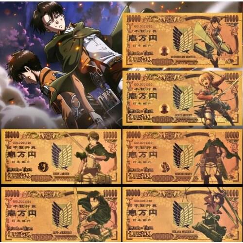 Anime Attack on Titan Gold Foil Waterproof Commemorative Banknote Cosplay Prop Shingeki No Kyojin Kids Toy Gift