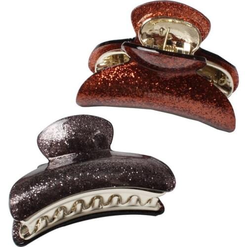 Medium Shiny Metallic 2 pcs/lot Acrylic Hair Claws Hairpins Hair Clip Crab For Women Girl Hair Accessories