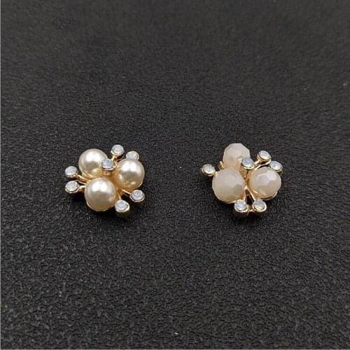 50pcs Flower Glass Pearl Crystal Rhinestone Appliques Buckle strass Jewelry Brooch Ornament Bride Hairpin Hair Clip Decoration