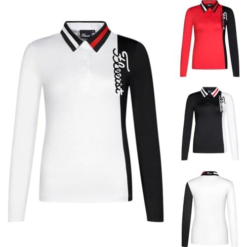 Womens Golf T-shirt Summer Sports Long Sleeve Shirt Golf Apparel Breathable Quick Dry Polo Shirt for Ladies 골프웨어