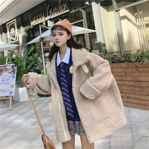 Luck A Women Faux Fur Lambswool Oversized Jacket Teddy Bear Coats Winter Hairly Warm Ladies Outerwears Vintage Faux Fur Coat