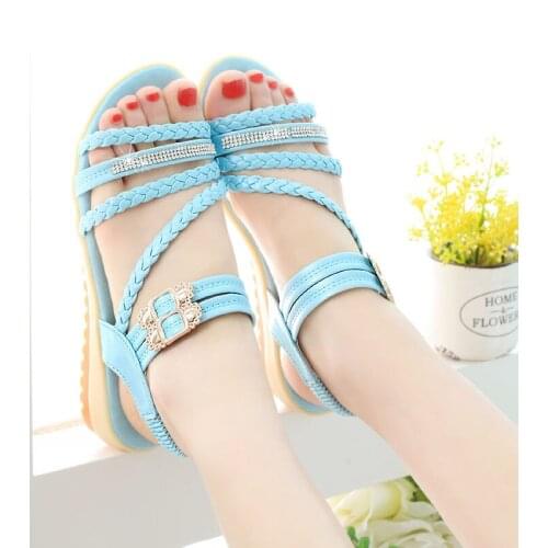 Womens Sandals Korean Version Summer New College Female Sandals Fashion Flat-heel Flat Sandals Non-slip Student Womens Shoes