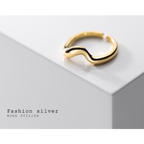 Real 925 Sterling Silver Rings for Women Teen Girls Water Wave Twist Adjustable Korean Minimalist Jewelry Dropshipping