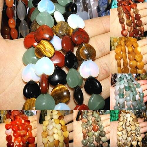 10~25mm Natural Semi-precious Stone Colorful Sandstone Love Heart-shape Loose Beads for Jewelry Making DIY Bracelet Necklace 15"