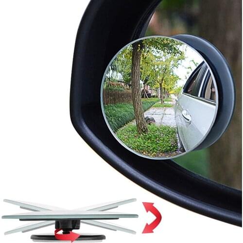 2pcsCar 360 Wide Angle Round Convex Mirror Car Vehicle Side Blindspot Blind Spot Mirror Wide Rear View Mirror Small Round Mirror