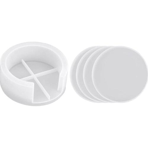 4PCS Round Resin Coaster Mold With Coaster Storage Mold For Resin Casting,Concrete,Cement And Polymer Clay