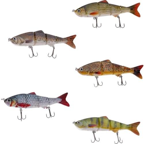 5pcs Fishing Lure 4 Segements Lifelike Swimbait Multi-jointed Wobblers Crankbaits Hard Baits Artificial Lures with Treble Hook
