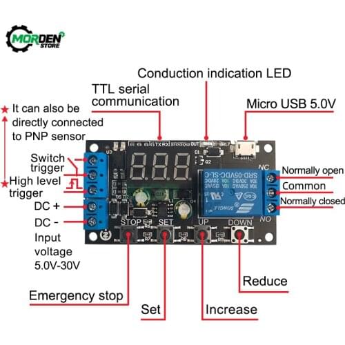 DC5-36V Dual LED Digital Time Relay Delay Trigger Cycle Timer Delay Switch Circuit Board Timing Control Module Dropship