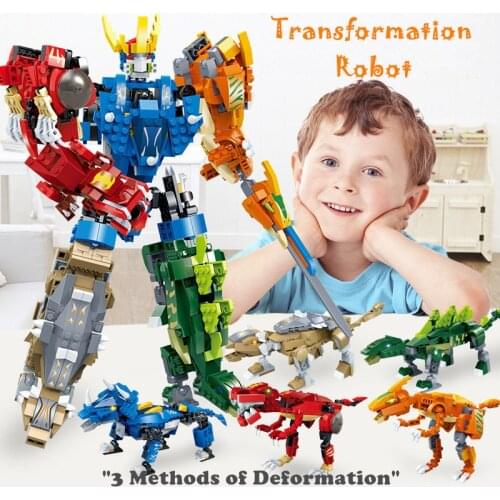 Creative Assembling Transformation Robot Toys DIY Assembly Building Blocks Deformation Robot Kids Educational Toys Birthday Gift