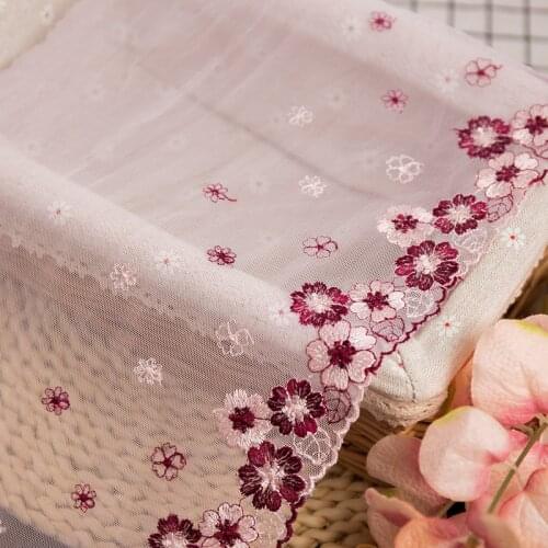 Fadesen 1yard lace fabric Embroidered yellow flower sewing DIY trim tulle applique dress clothing home decor material Accessorie