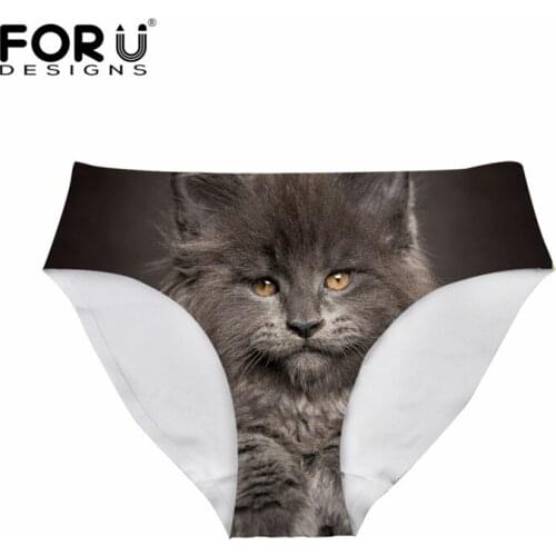 FORUDESIGNS Sexy Panties Women Cute Animal Cat Printing Briefs Women Underwear for Girls Ladies Briefs Lingerie Brand Pantys