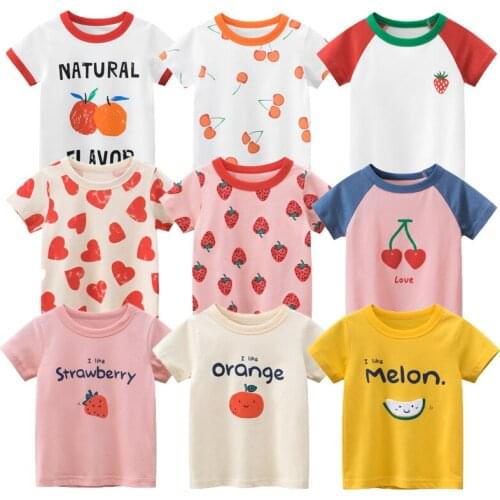 Girls' Summer Short Sleeve T-Shirt fruit series girls' pure cotton housewear girls' short sleeve sportswear new short sleeve top
