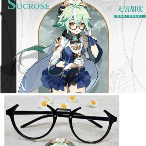Genshin Impact Sucrose Cosplay Glasses Round Eyeglasses Halloween Carnival Cosplay Costume Accessories