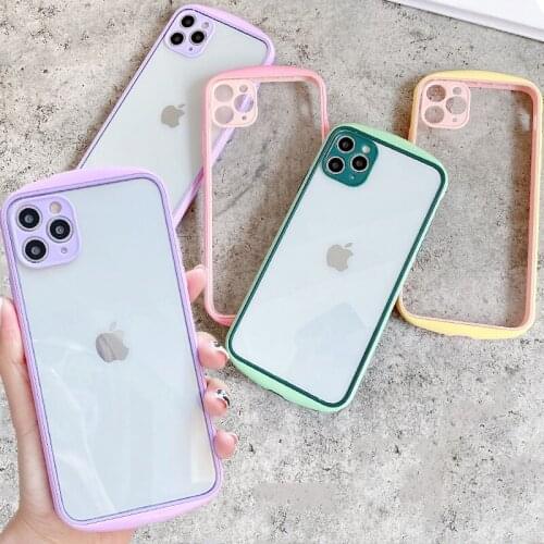 Hybrid Candy Color High Clear Case For iPhone XS 11 Pro Max X XR 7 8 Plus SE 2020 Shockproof Bumper Full Protection Phone Cover